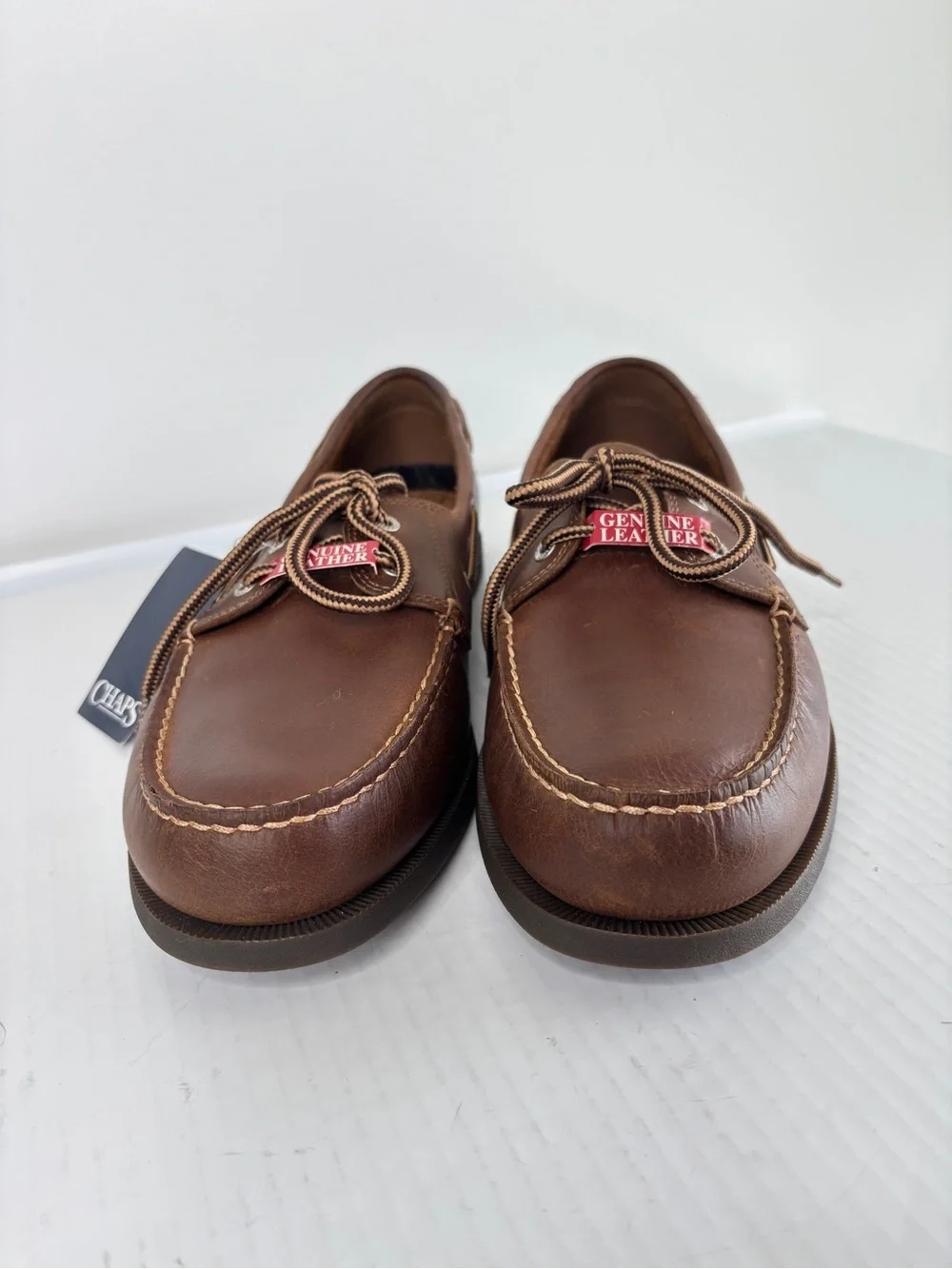 Chaps Ralph Lauren Brown Leather Boat Shoes Mens 12 M Preppy Classic NEW!